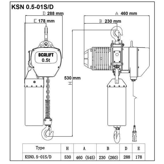 OCALIFT 005-01s 0,5т 6м 380в Таль электрическая цепная стационарная на крюке в Нижнем Новгороде купить по выгодной цене 100kwatt.ru