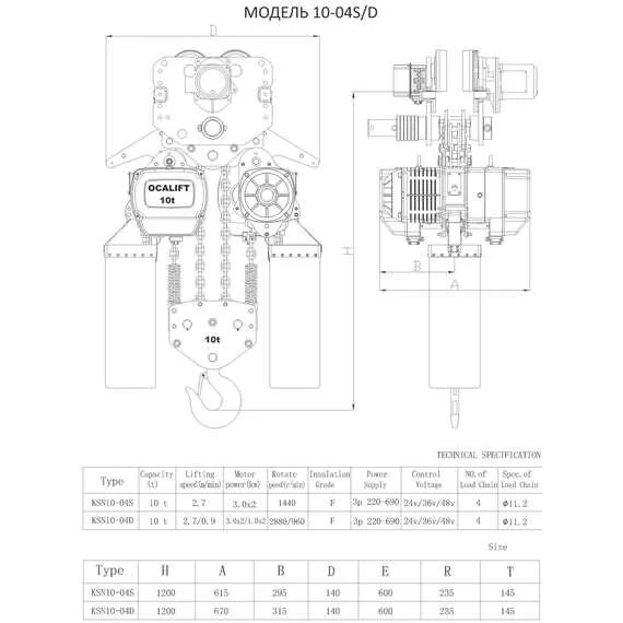 OCALIFT 10-04s 380в 10т 12м Таль электрическая цепная передвижная в Нижнем Новгороде купить по выгодной цене 100kwatt.ru